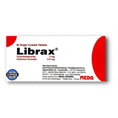 LIBRAX ( CHLORDIAZEPOXIDE 5 MG + CLIDINIUM BROMIDE 2.5 MG ) 30 SUGAR-COATED TABLETS